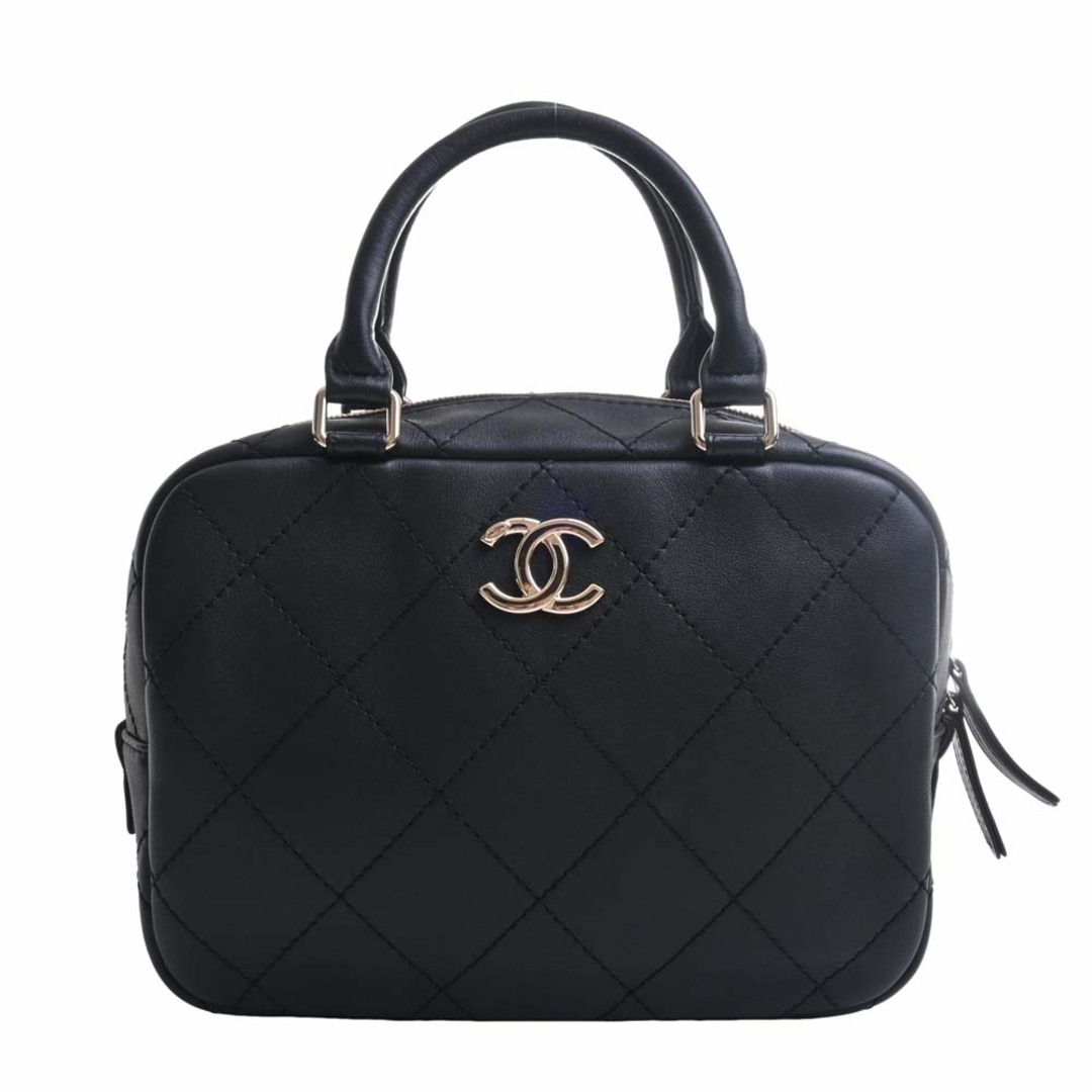 CHANEL シャネル ラムスキン マトラッセ ココマーク 2WAY チェーン ショルダーバッグ - ブラック by