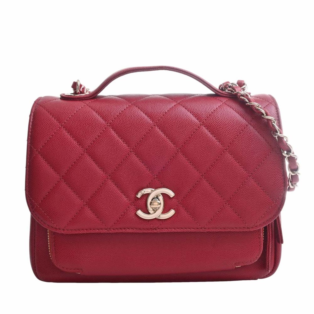 CHANEL シャネル キャビアスキン マトラッセ ビジネスアフィニティ ココマーク 2WAY チェーン ショルダーバッグ - レッド byショルダーバッグ