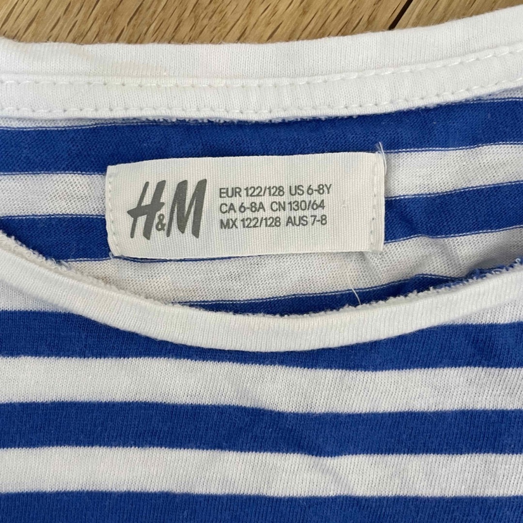 H&M(エイチアンドエム)の半袖Tシャツ　6〜8歳　ボーダー キッズ/ベビー/マタニティのキッズ服女の子用(90cm~)(Tシャツ/カットソー)の商品写真