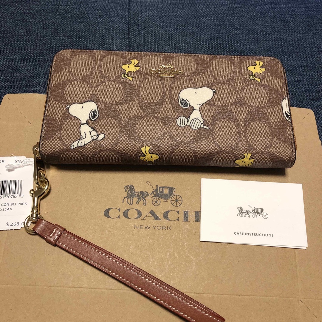 Coach コーチ長財布snoopy レディースのブラウン色長財布新商品 - 長財布