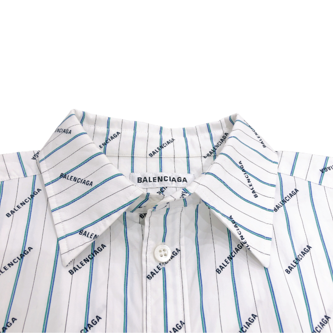 Balenciaga - バレンシアガ BALENCIAGA ロゴストライプコットンシャツ