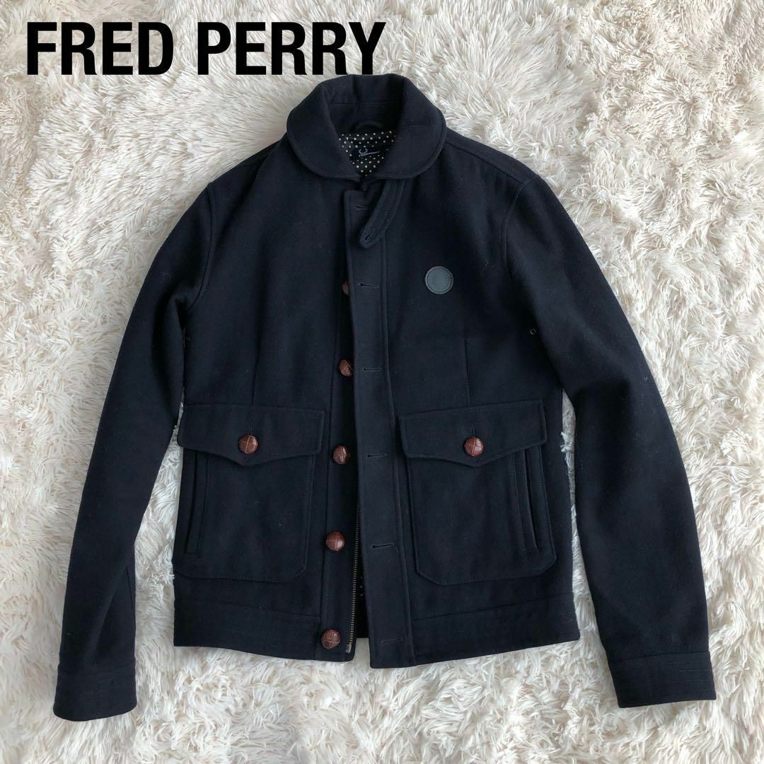 FRED PERRYフレッドペリーウールジャケット　ウールコート　ネイビー紺色