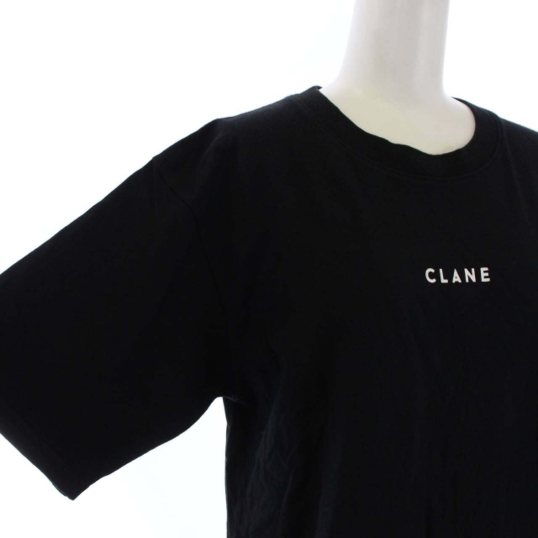 クラネ CLANE Tシャツ カットソー クルーネック 半袖 ロゴ 1 S 黒