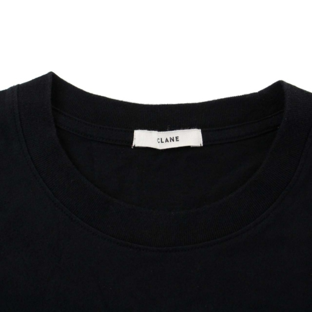 クラネ CLANE Tシャツ カットソー クルーネック 半袖 ロゴ 1 S 黒