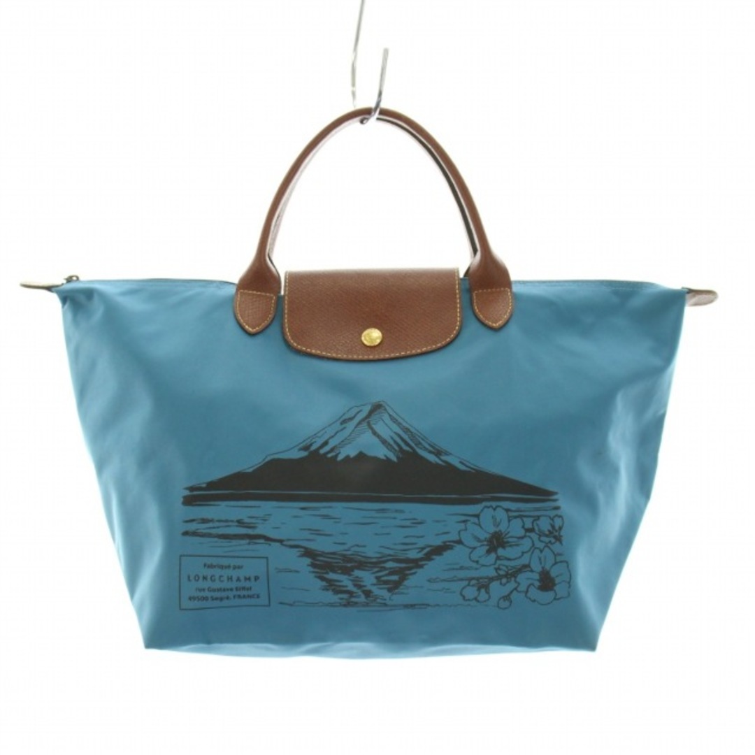 LONGCHAMP(ロンシャン)のロンシャン ルプリアージュ トートバッグ ハンドバッグ 富士山 プリント 青 黒 レディースのバッグ(ハンドバッグ)の商品写真