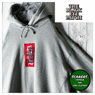 jin dogg着 XL】ブラックアイパッチ 取扱注意 両面刺繍 パーカー 灰-