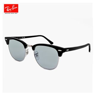 レイバン(Ray-Ban)の【新品】 レイバン サングラス rb3016 1354/r5 51mm Ray-Ban CLUBMASTER WASHED LENSES クラブマスター ブロー 型 メンズ レディース ユニセックス モデル uvカット 紫外線対策 黒 ブラック × シルバー フレーム 薄い色 薄色 ライトカラー レンズ(サングラス/メガネ)