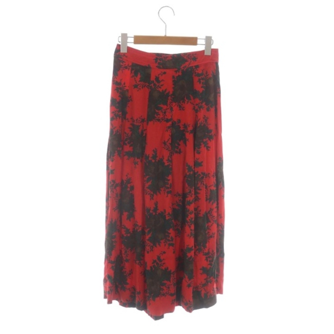ガニー Printed Crepe SKIRT ラップスカート ロング 34 赤 - ロング