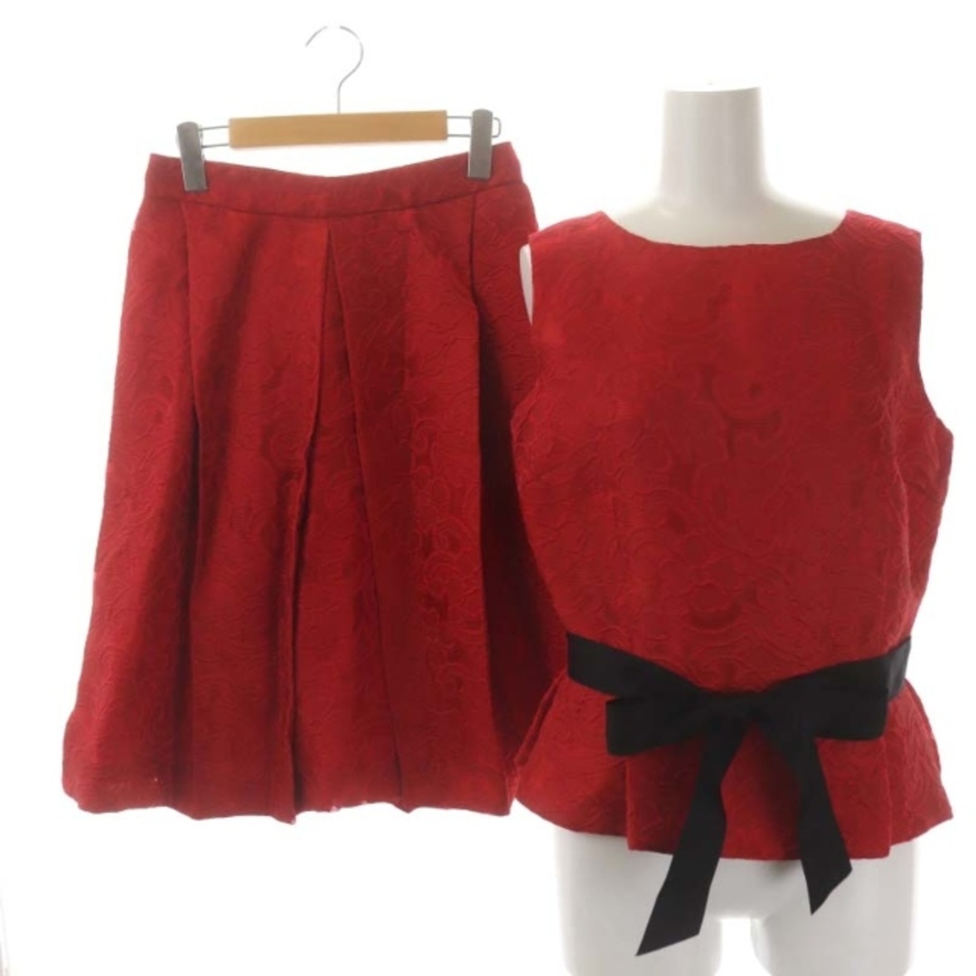キャロリーナヘレラ CH フラワー刺繍サテンセットアップ ブラウス スカート