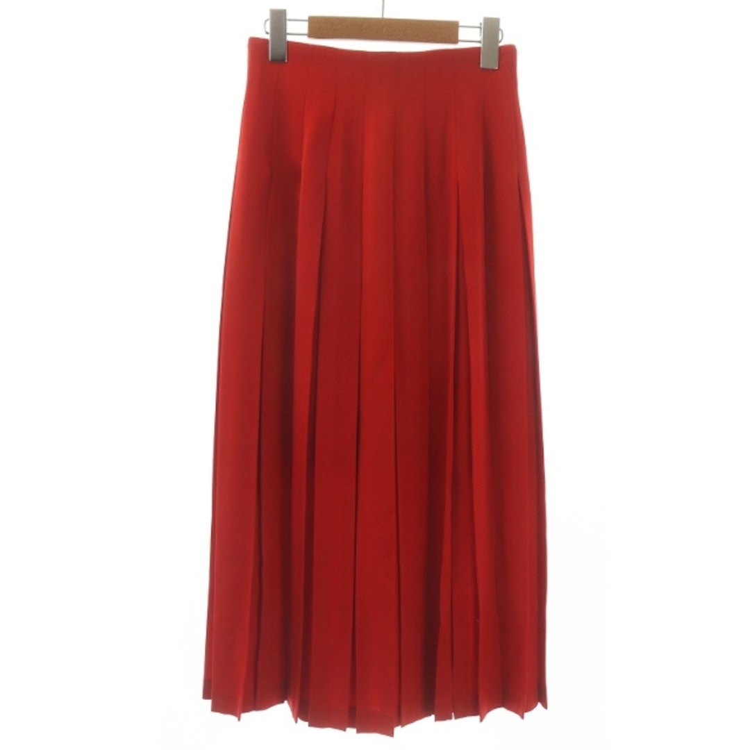ルシェルブルー ボックスプリーツスカート ロング丈 34 XS 赤 レッド