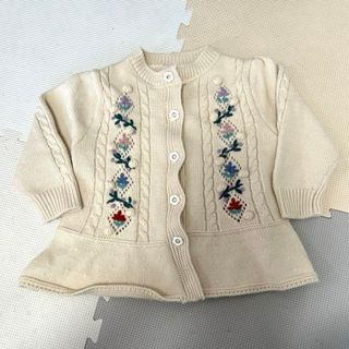 CAVIARE KIDS 女の子 カーディガン  花柄 フリル ベージュ 120(カーディガン)