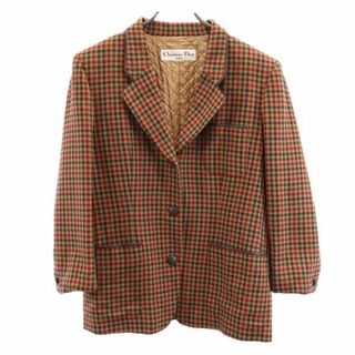 美品 Vintage クリスチャンディオール Christian Dior アンサンブル テーラードジャケット ブラウス ウール 総柄 レディース 9(M相当) オレンジ/ブラウン