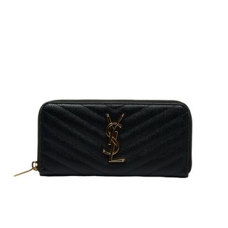 【大人気】サンローラン 長財布 ホワイト ゴールドロゴ YSL Vステッチ