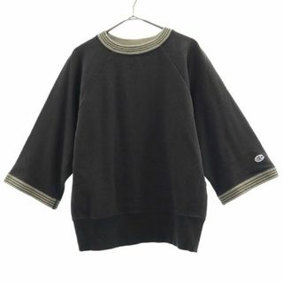 チャンピオン(Champion)のチャンピオン ワッペン 7分袖 カットソー MEDIUM グレー Champion ロゴ レディース 古着 【231025】(カットソー(長袖/七分))