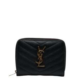 サンローラン SAINT LAURENT 二つ折り財布 型押しレザー ブラック ユニセックス 送料無料 r9784j