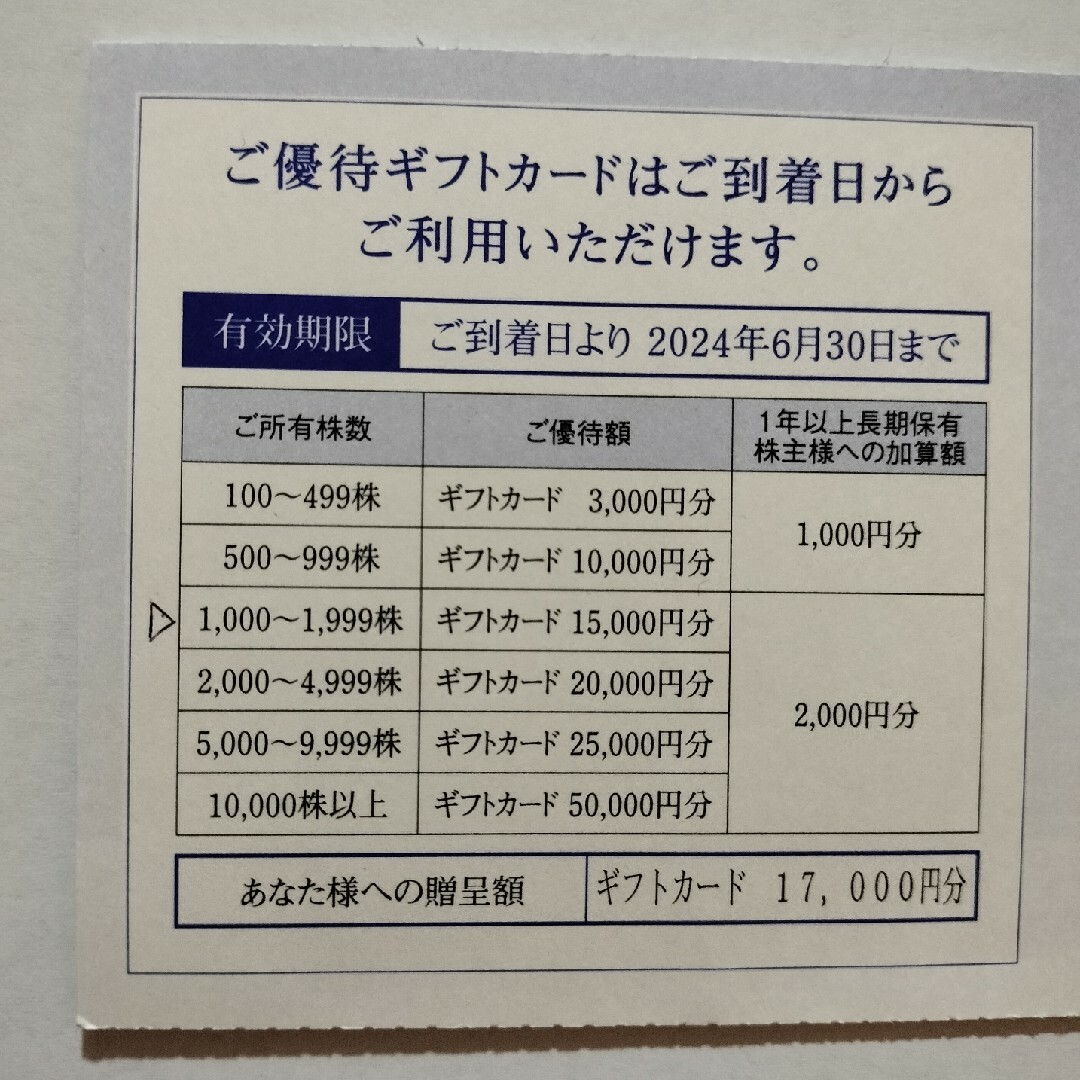 エディオン 株主優待 17000円分