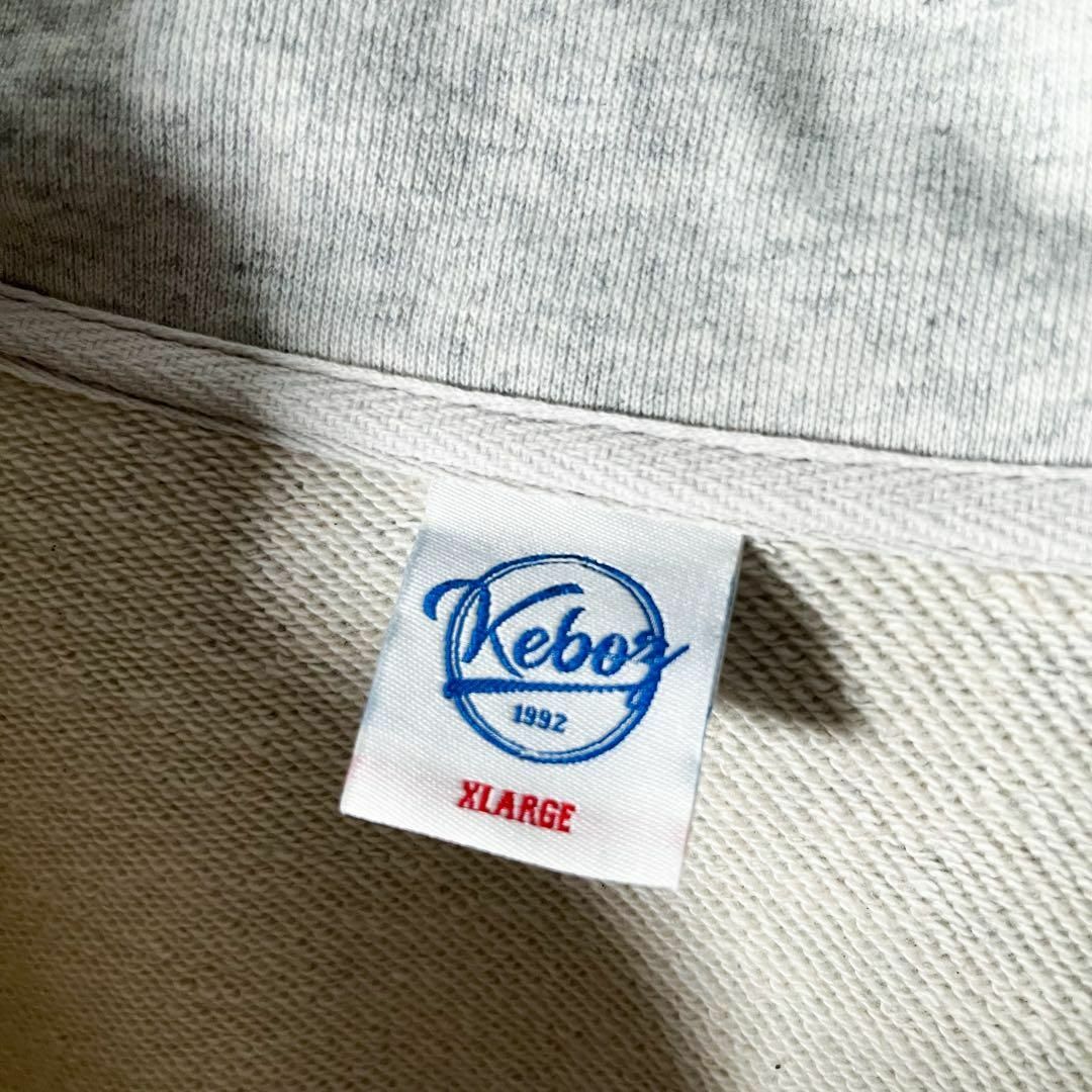 【極美品 XL】ケボズ keboz 刺繍 リピートロゴ ハーフジップ スウェット