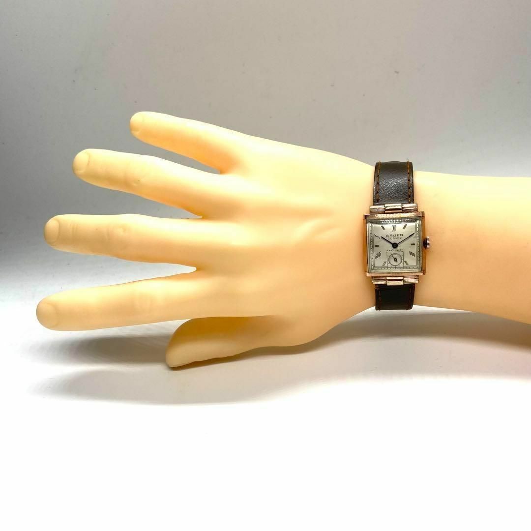 ★稼働 美品 gruen カーベックス 10k GF メンズ 腕時計 手巻き メンズの時計(腕時計(アナログ))の商品写真