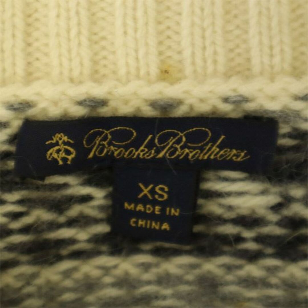ブルックスブラザーズ 総柄 長袖 ウールブレンド ニット XS アイボリー Brooks Brothers セーター レディース  【231025】