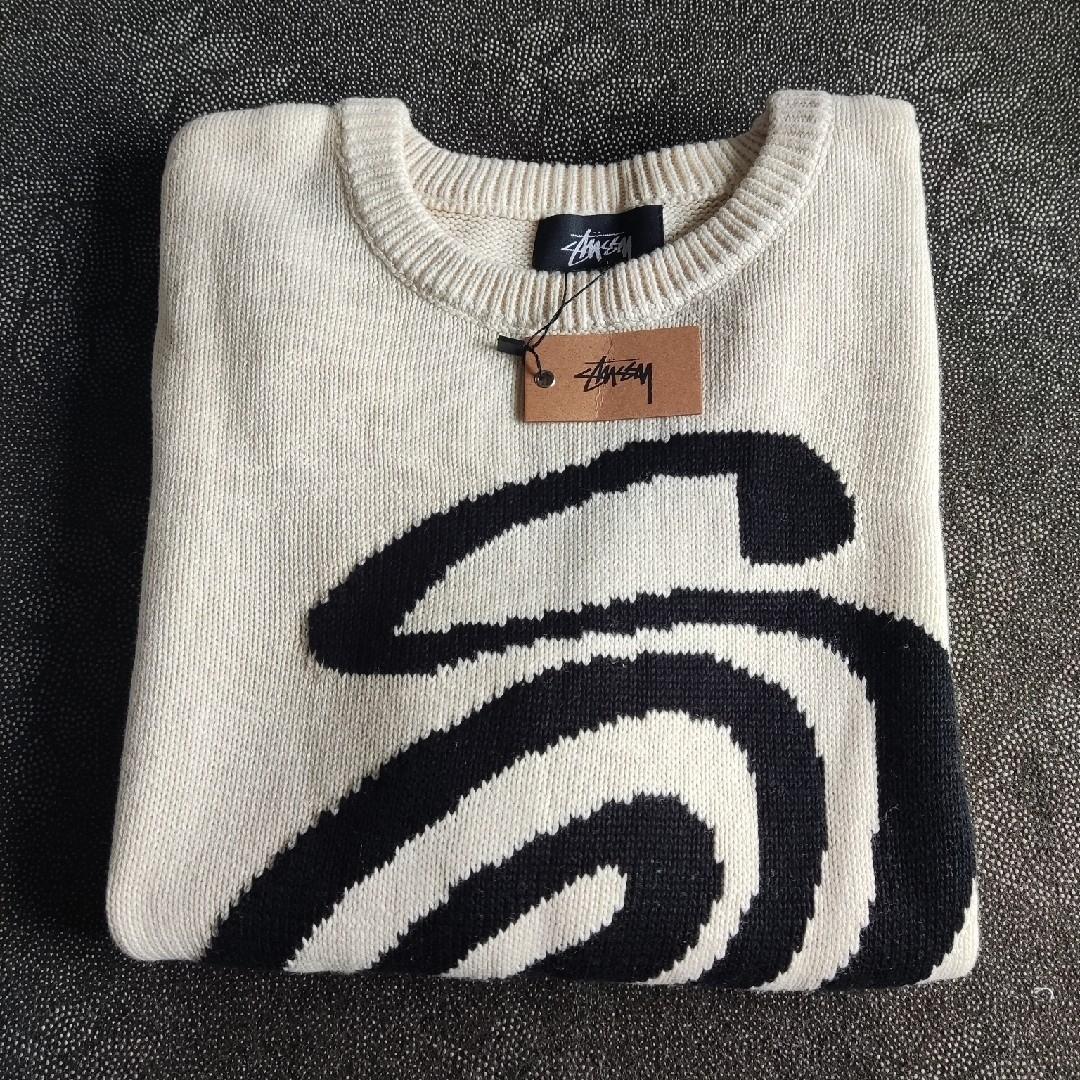 STUSSY Curly Logo  ニットセーター ユニセックス XL米色