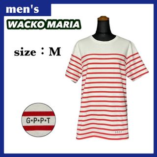 ワコマリア(WACKO MARIA)のワコマリア カットソー Tシャツ メンズ サイズM ボーダー柄 ワンポイントロゴ(Tシャツ/カットソー(半袖/袖なし))