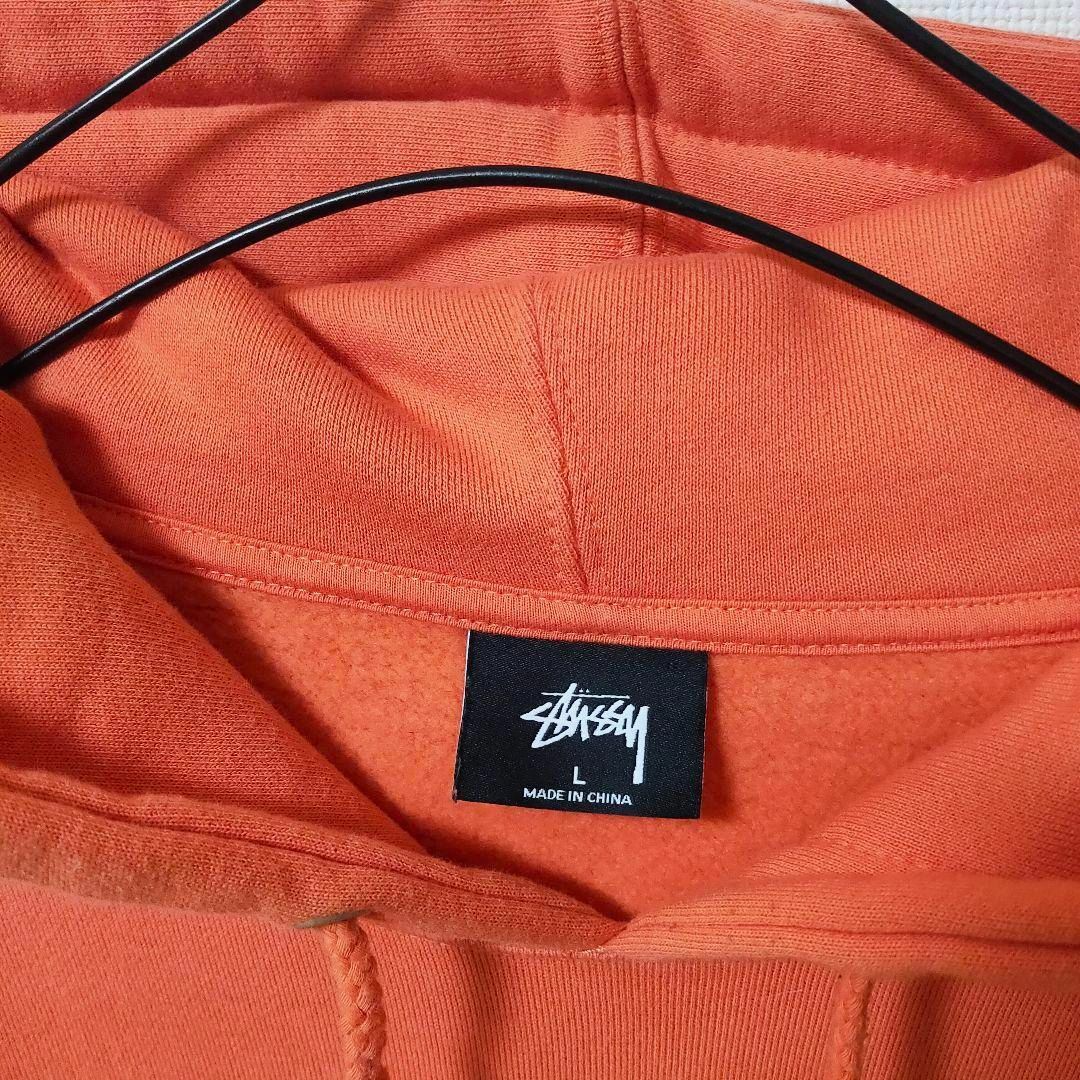 stussy オレンジ プルオーバーパーカー ステューシー 刺繍 ゆるダボ 人気