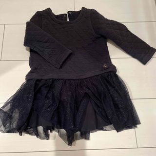 プチバトー(PETIT BATEAU)のプチバトー　ワンピース　ネイビー　95cm(ワンピース)