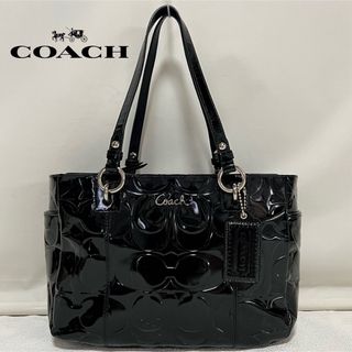 コーチ(COACH)のCOACH コーチ トートバッグ エナメル シグネチャー 総柄 ブラック(トートバッグ)