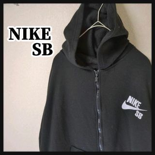 ナイキ(NIKE)の★NIKE SB★人気 前面 バックBigロゴパーカー XL ブラック スケボー(パーカー)