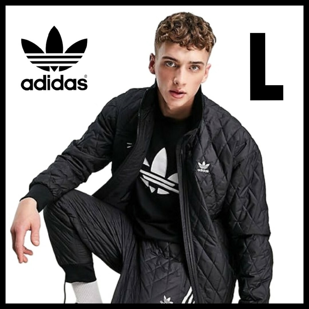 【 ユニセックス 】adidas★キルティングジャケット★パファージャケ★黒★L