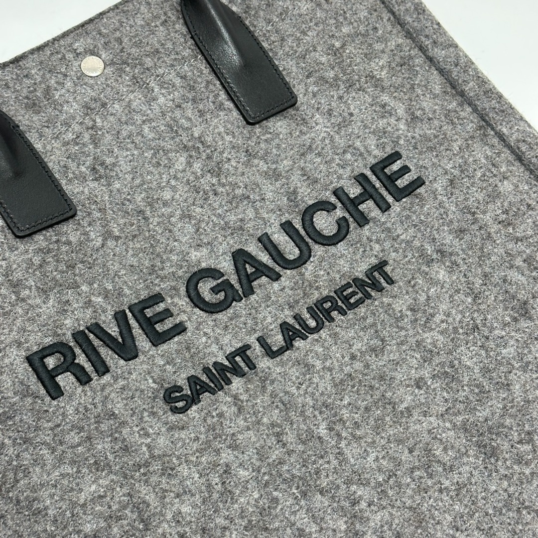 Saint Laurent(サンローラン)のサンローランパリ SAINT LAURENT PARIS リヴゴーシュ  RIVE GAUCHE 632539 ショルダーバッグ 肩掛け ハンドバッグ カバン トートバッグ フェルト グレー 新品同様 レディースのバッグ(トートバッグ)の商品写真