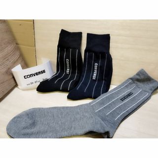 コンバース(CONVERSE)のコ１）黒紺灰ストライプ）３Ｐ）25-27）福助コンバース★靴下ソックス13954(ソックス)