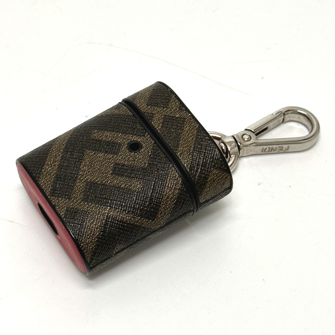 未使用品★FENDI フェンディ 7AR987 ズッカ 総柄 レザー AirPods case／イヤホンケース ブラック×イエロー 箱・保管袋・リボン付き