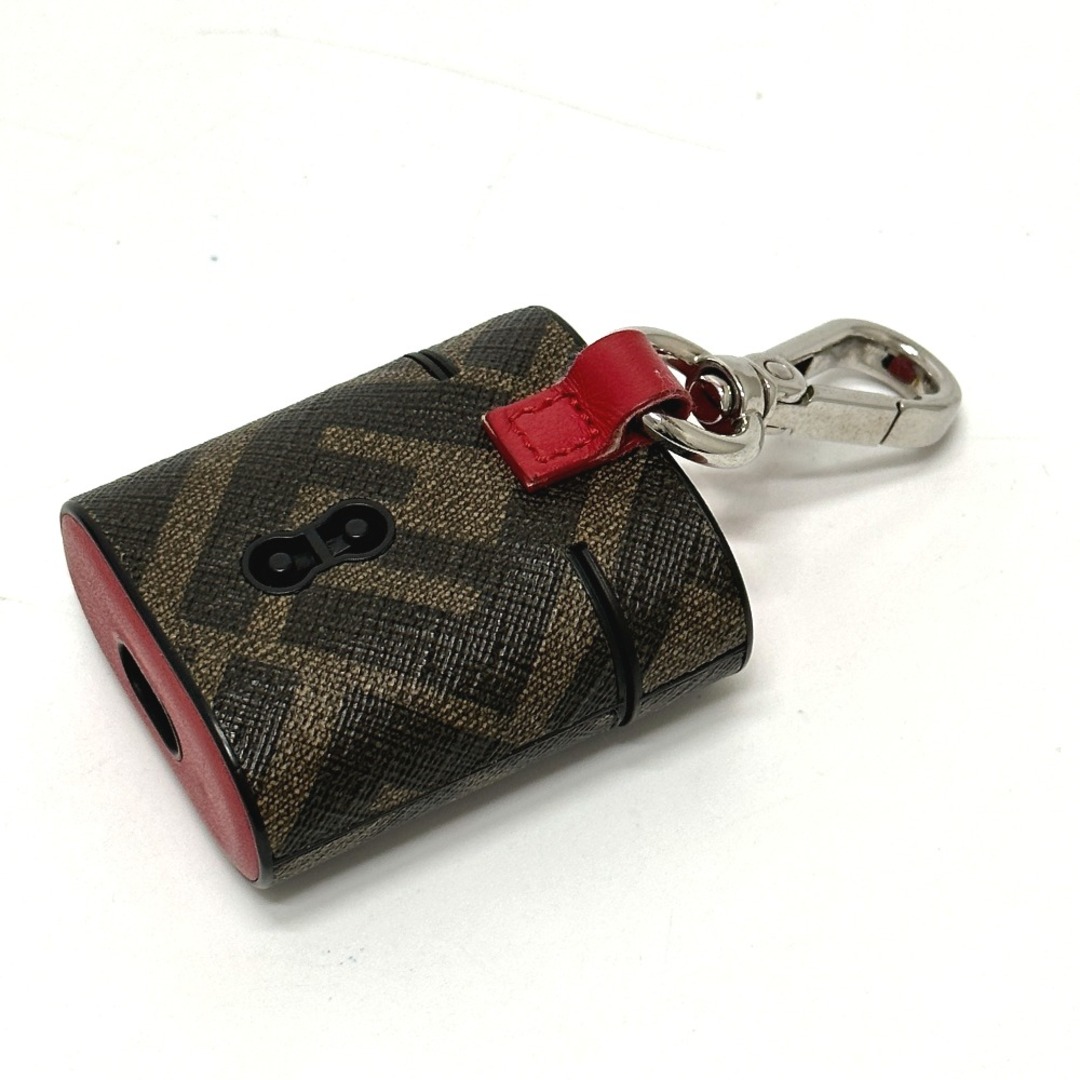 未使用品★FENDI フェンディ 7AR987 ズッカ 総柄 レザー AirPods case／イヤホンケース ブラック×イエロー 箱・保管袋・リボン付き