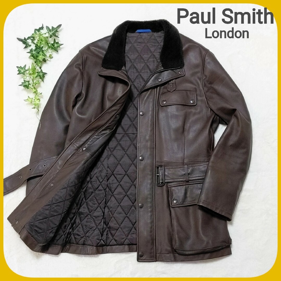 Paul Smith ラム レザー コート 羊革 ファー キルティング ベルト付 | フリマアプリ ラクマ
