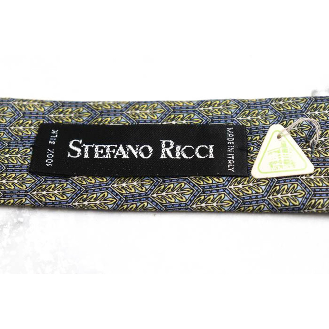 ステファノリッチ ブランド ネクタイ シルク 総柄 小紋柄 メンズ グレー STEFANO RICCI ｲﾀﾘｱ高級ﾌﾞﾗﾝﾄﾞ