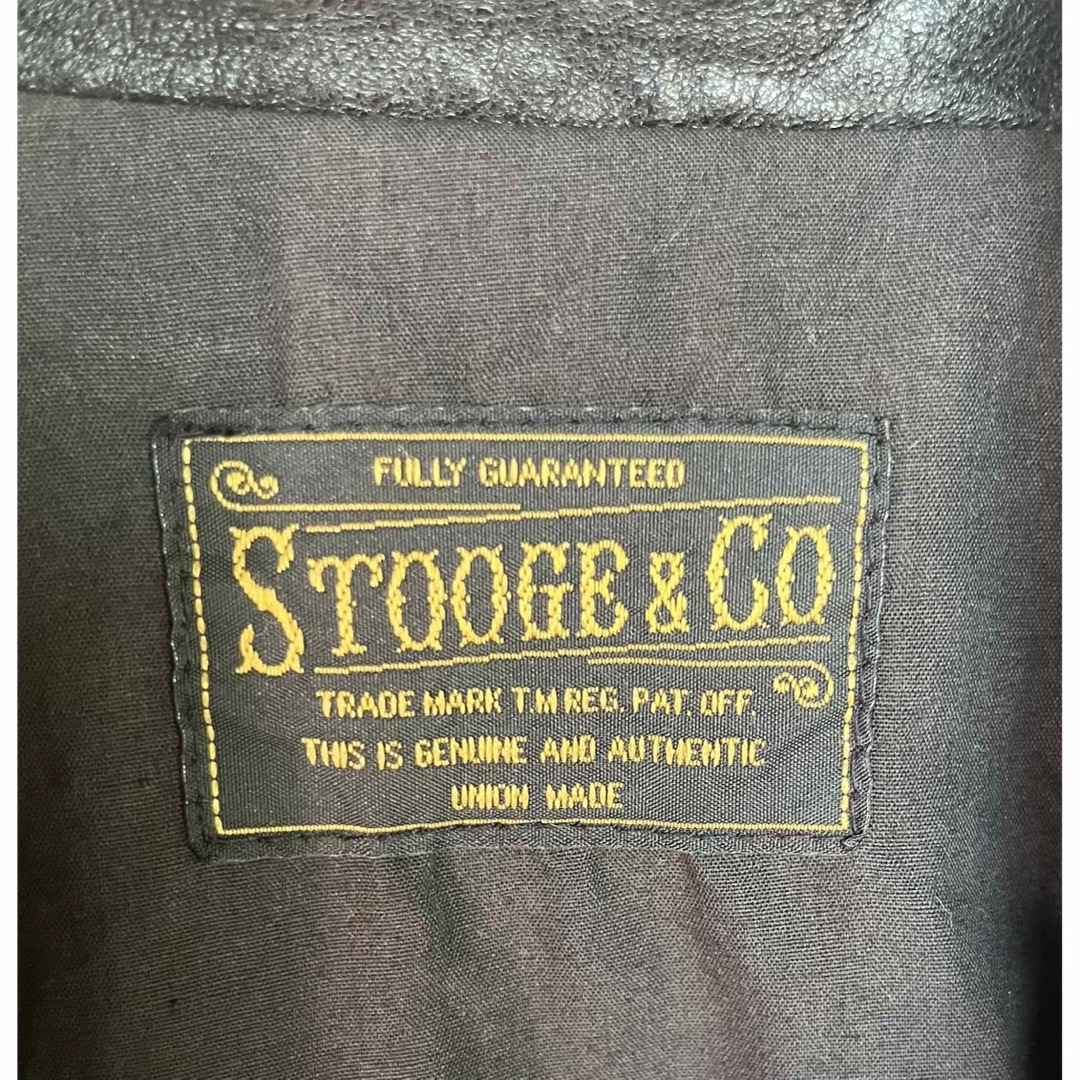値下げコメントで7800円❗️STOOGE&CO 牛革　　ライダース革ジャン メンズのジャケット/アウター(ライダースジャケット)の商品写真