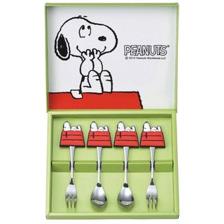 スヌーピー(SNOOPY)の【新品】スヌーピー ダイカットスプーン & フォーク 4pcセット (ハウス)(カトラリー/箸)