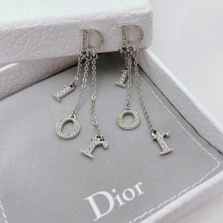 ✨希少美品✨ Dior ロゴ ラインストーン イヤリング スウィング シルバー