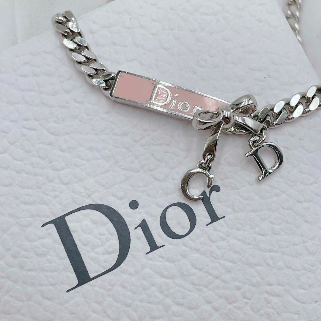 Christian Dior - ✨美品✨Dior ロゴ プレート リボン ネックレス