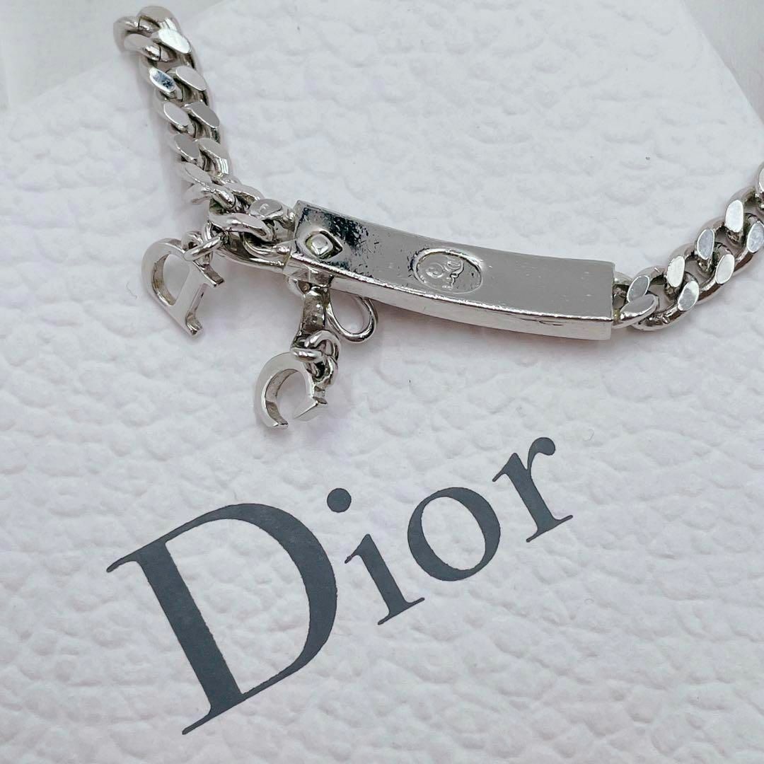 ✨美品✨Dior ロゴ プレート リボン ネックレス シルバー ピンク 喜平