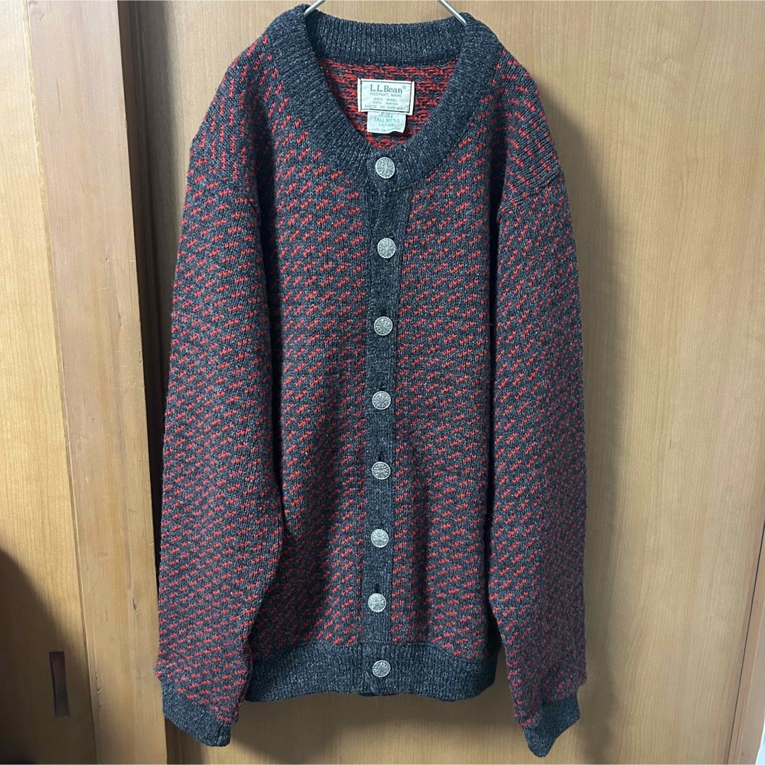 超美品・希少】80s L.L.BEAN バーズアイ カーディガン ビッグサイズ-