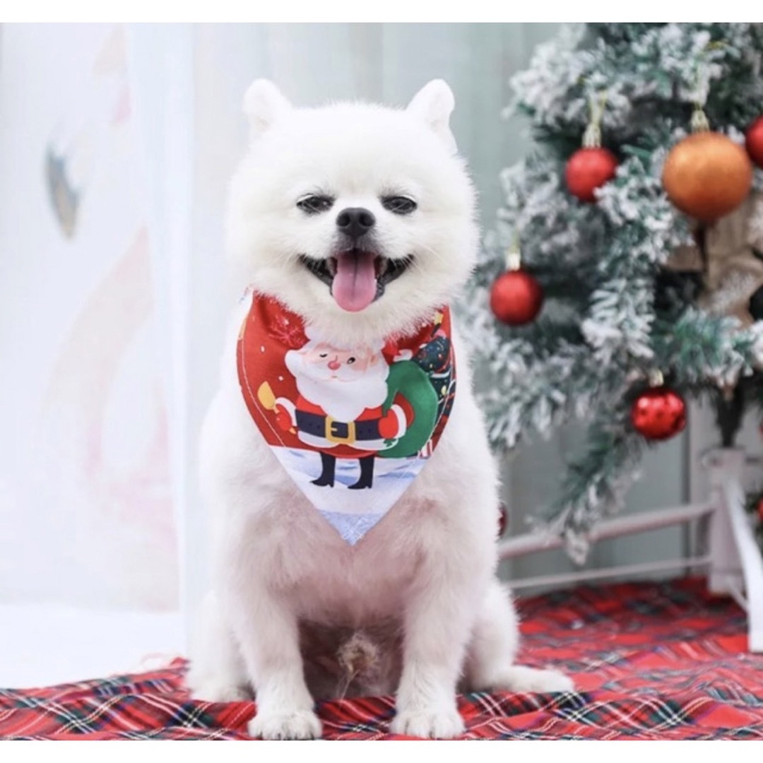 匿名配送】S 犬用 猫用 三角スカーフ クリスマス柄 ベル Sサイズの通販