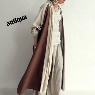 アンティカ(antiqua)のantiqua アンティカ プリーツロングコート 薄め(ロングコート)