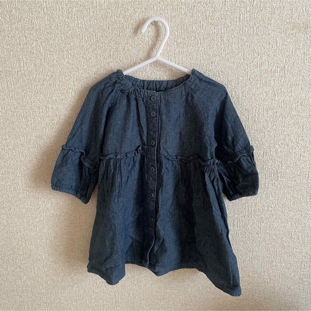 しまむら(シマムラ)のデニムワンピース　90cm ❀CORNHOUSE キッズ/ベビー/マタニティのキッズ服女の子用(90cm~)(ワンピース)の商品写真