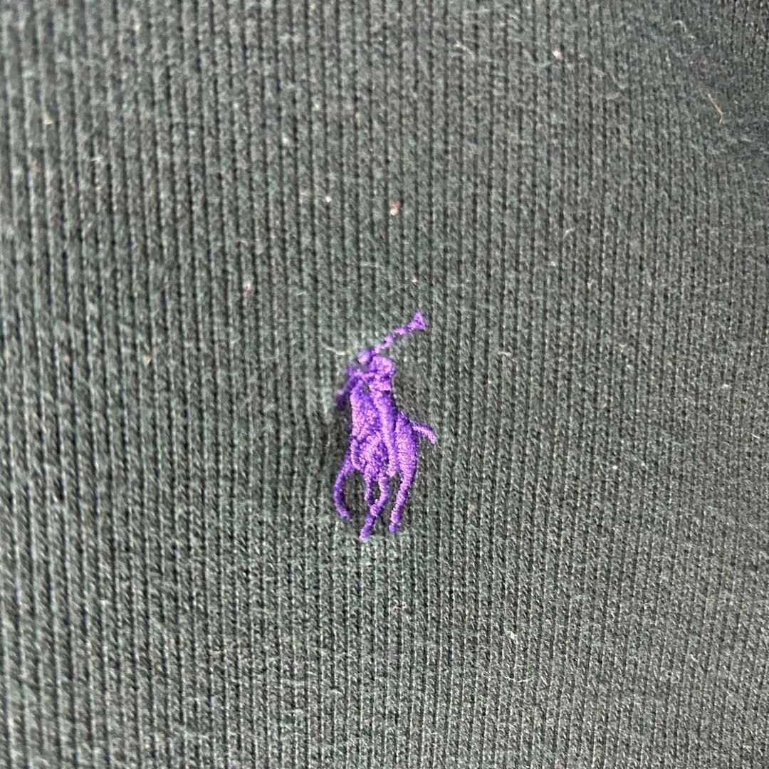 【希少】ラルフローレン 刺繍 紫刺繍 ハーフジップ スウェット ブラック 美品