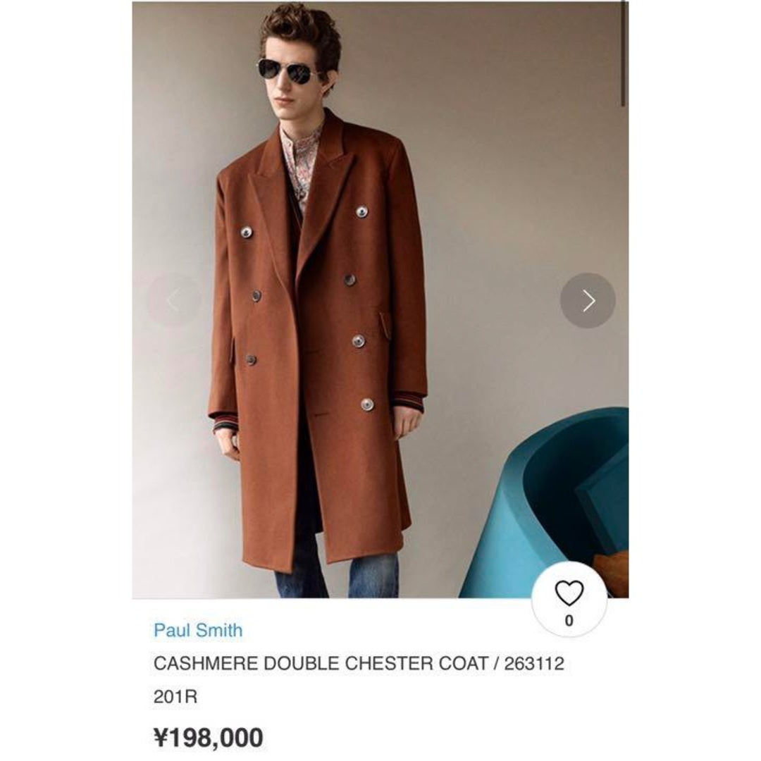 定価20万】Paul Smith ダブル チェスターコート カシミヤ-