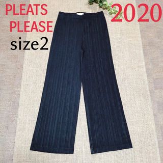 イッセイミヤケ☆PLEATS PLEASE□パンツ▽濃紺 ○♯1【美品】-