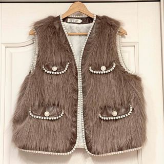 BACK RIBBON FUR VEST ファーベスト　s