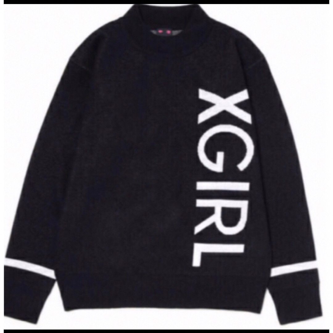 X-girl(エックスガール)の新品 X-GIRL BIG LOGO TOPS ブラック レディースのトップス(ニット/セーター)の商品写真